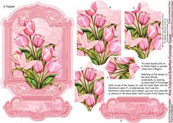 Pink Tulips and Butterflies Pyramage Topper