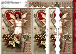 Scarlett Faerie Valentines Day, Taupe and Red, Tunnel Card Sheet