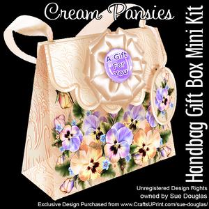 Handbag Gift Box Cream Pansies