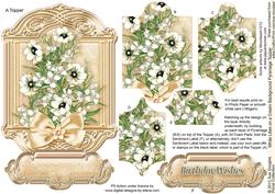 White Anemones on a Cream Background Pyramage Topper