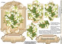 White Day Lilies on a Cream Background Pyramage Topper