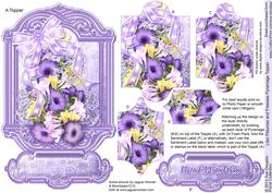Lilac Petunias and Freesias Pyramage Topper