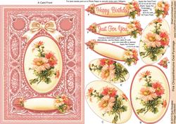 Pink Chrysanthemums A5 Oval Pyramage