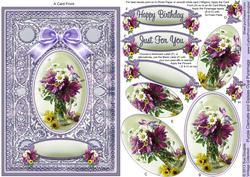 Purple Clematis and Daisies A5 Oval Pyramage