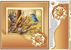 Vintage Birds on a Broken Fence 8in x 8in Decoupage