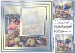 Vintage Birds Eating a Feast of Apples Matching 8x8 Ins Plat