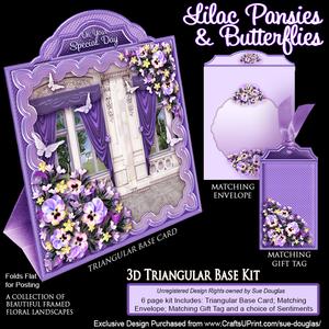 Triangular Base Kit Lilac Pansies & Butterflies