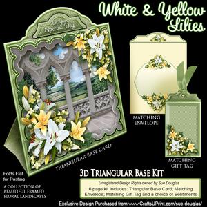 Triangular Base Kit White and Yellow Lilies