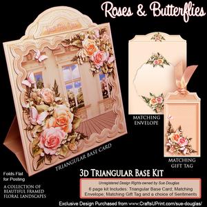 Triangular Base Kit Roses and Butterflies