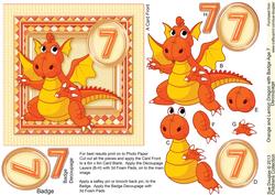 Orange and Lemon Dragon Age 7 with Badge 6in x 6in Decoupag