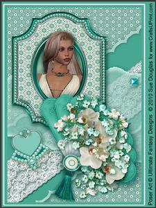 Sabrina Cameo Aqua Kit, 6 Pages, Including Decoupage Step by Step