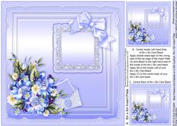 Blue Flowers and Daisies on a Silk Cushion Match 8x8 Insert