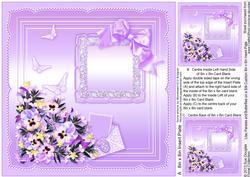 Lilac Pansies and Butterflies on a Silk Cushion 8x8 Insert P