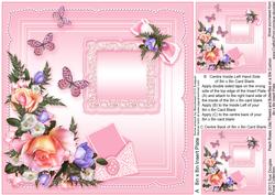 Peach Roses Lilac Flowers & Butterflies Ona Silkcush 8x8inse
