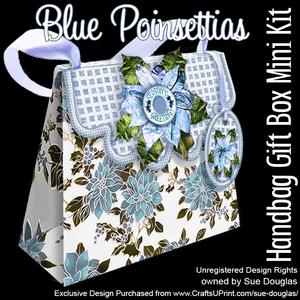 Handbag Gift Box Blue Poinsettias