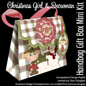Handbag Gift Box Christmas Girl & Snowman