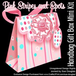 Handbag Gift Box Pink Stripes & Spots