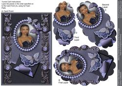 Marina Cameo Scalloped Oval Pyramage, Navy Blue Sheet