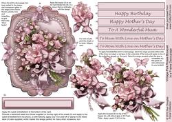 Vintage Pink Roses Bouquet in a Frame, Birthday, Decoupage Step by Step