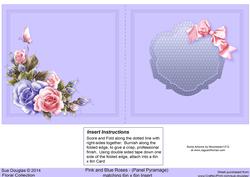 Pink & Blue Roses Matching 6in x 6in Insert