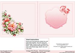 Vintage Pink Roses Matching 6in x 6in Insert