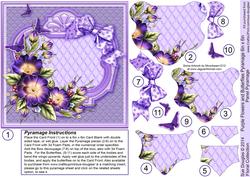Purple Flowers & Butterflies 6in x 6in Panel Pyramage