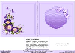 Purple Flowers & Butterflies Matching 6in x 6in Insert