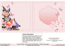 Peach Roses Lilac Flowers & Butterflies Matching 6x6 Insert