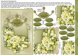 Vintage Cream Roses Bouquet, Scalloped Pyramage Sheet, Birthday