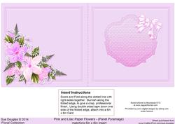 Pink and Lilac Paper Flowers Matching 6in x 6in Insert