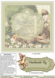 Vintage Birds in the Garden Pocket Match 8in x 8in Insert Pl