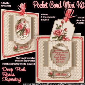 Deep Pink Roses Tapestry Pocket Card Mini Kit
