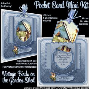 Vintage Birds on the Garden Shed Pocket Card Mini Kit