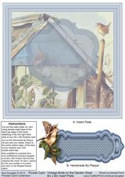 Vintage Birds on the Garden Shed Pocket Insert 8x8