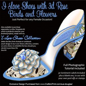 I Love Shoes Kit Birds and Flowers with 3D Rose