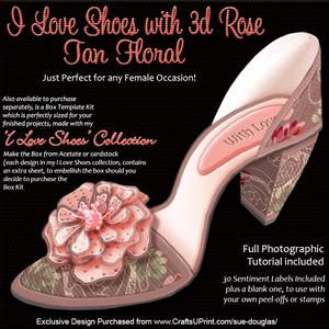 I Love Shoes Kit Tan Floral with 3D Rose