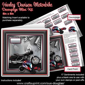 Harley Davison Motorbike 8in x 8in Decoupage Mini Kit