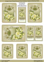 Vintage Cream Roses Bouquet, Toppers Sheet