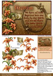 Baptism Peach Floral Decoupage, Decoupage Step by Step
