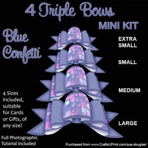4 Triple Bows Mini Kit - Blue Confetti