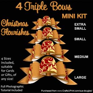 4 Triple Bows Mini Kit - Christmas Flourishes