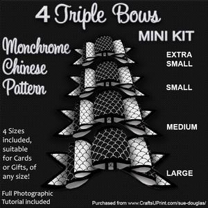 4 Triple Bows Mini Kit - Mono Chinese Pattern