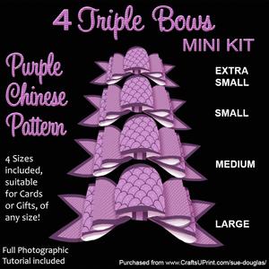 4 Triple Bows Mini Kit - Purple Chinese Pattern