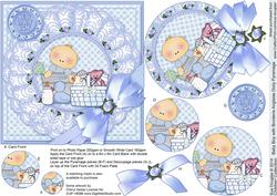 Baby Boy with Broiderie Anglaise Doily 6in x 6in Pyramage