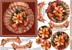 Christmas Gold Poinsettias 6in x 6in Pyramage