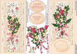 Pink Rosebuds with Lace Dl Decoupage