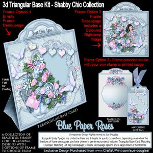 Triangular Base Kit Shabby Chic - Blue Roses
