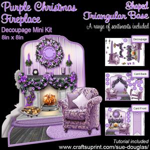 Shaped Triangular Base Purple Christmas Fireplace Mini Kit