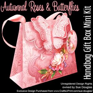 Handbag Gift Box Autumnal Roses and Butterflies