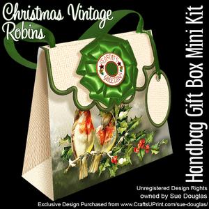 Handbag Gift Box Christmas Vintage Robins